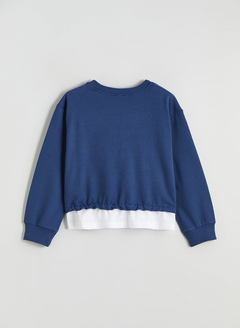 ال سي وايكيكي سويتشيرت بناتي تقيل مطبوع فيونكة - Image 3